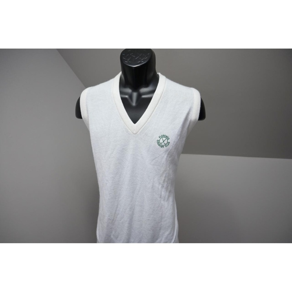 VTG Pickering Acrylic Vest‎ White Florence Country Club Mens Sz Medium